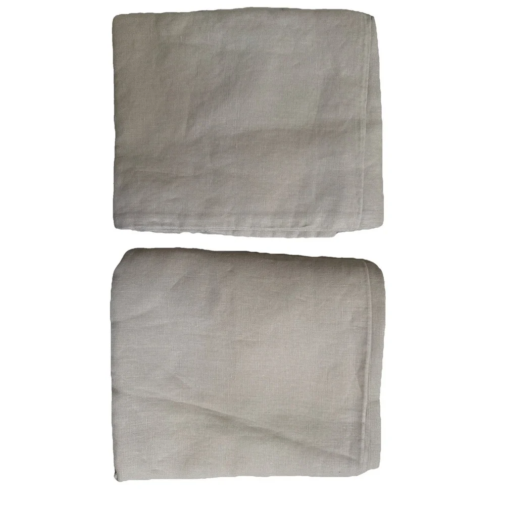 POTTERY BARN BELGIAN FLAX LINEN SET OF 2 STANDARD PILLOWCASES Soft Gray NWT